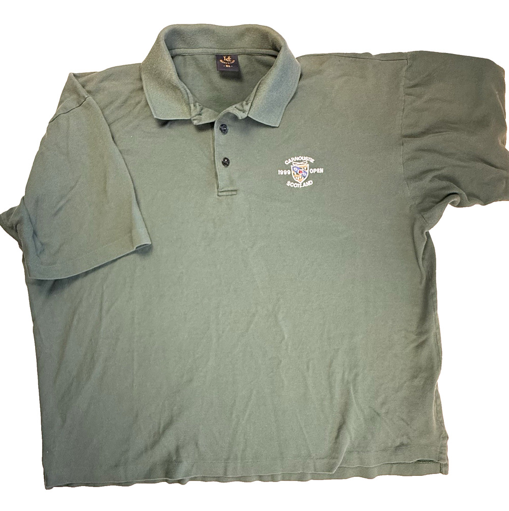 Vtg 1999 Carnoustie Open Scotland Golf Pro Polo Shirt Harry's Club men XL green